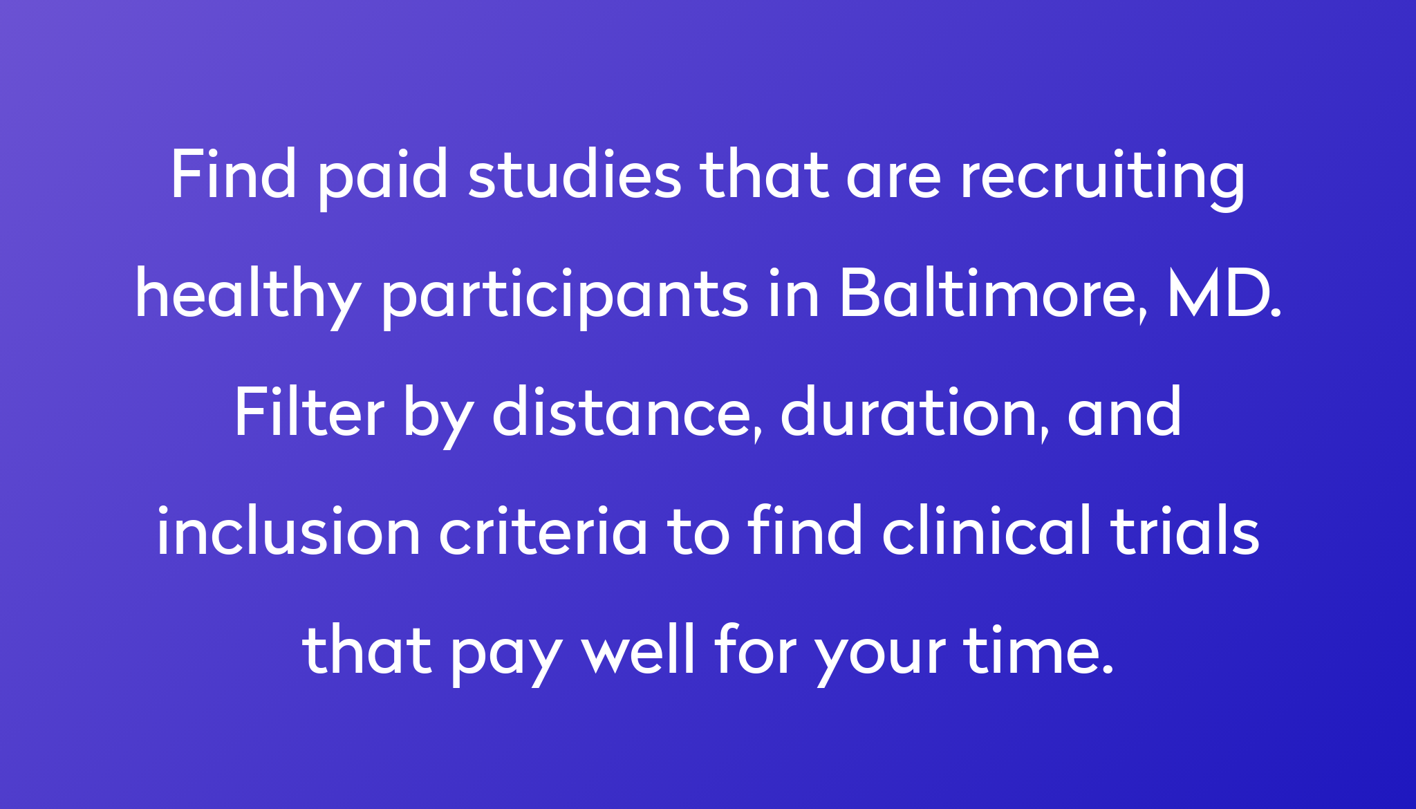 paid research studies baltimore